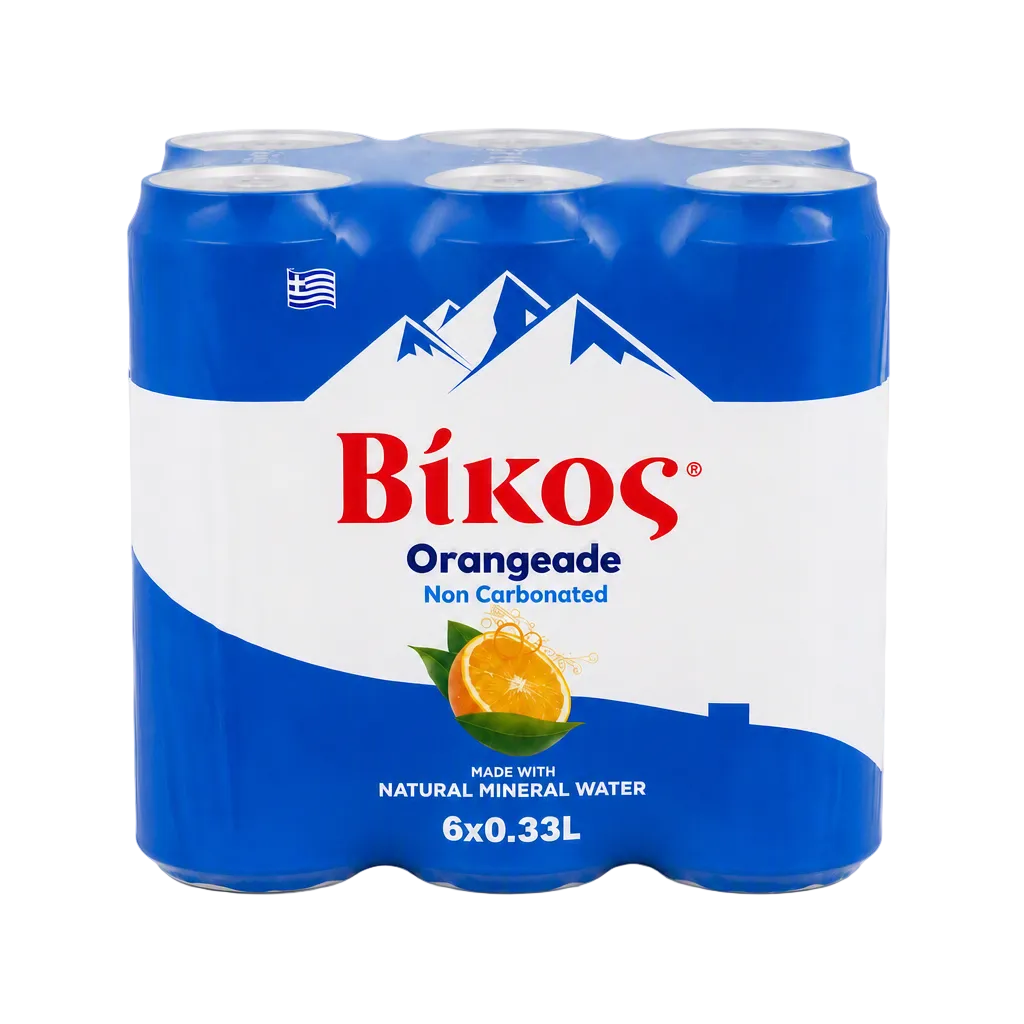 Vikos-Greek Orangeade Blue Cans Prepack 6 x 11.16oz(330ml)