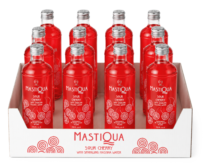 Mastiqua Sour Cherry with Sparkling Masticha Water NRB Glass 11.2oz (330ml)